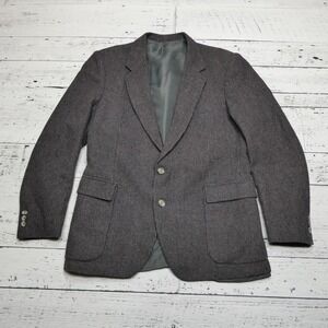Ashford & Rhodes ltd Blazer Mens 40R Gray Tweed Two Button Notch Lapel Jacket